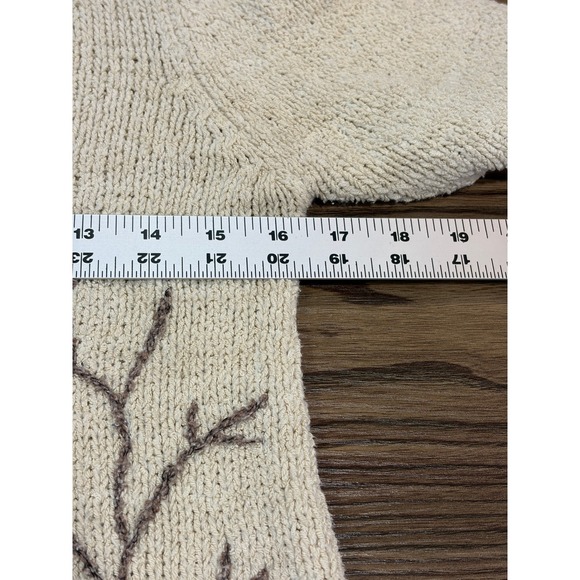 Northern Isles Cream Textured Silk Blend Knit Sweater Branch Embroidery Small - Picture 9 of 10